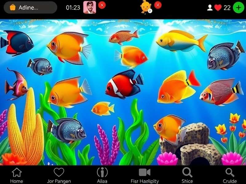 Tropical Fish Paradise gameplay showing colorful aquarium